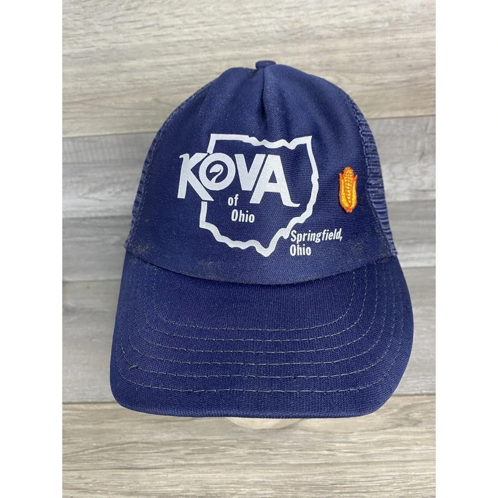 Vintage KOVA Of Ohio Hat‎ Cap Snap Back Blue Mesh Trucker One Size Mens 80s